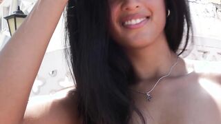 Perfect ass Latina teen posed outdoor