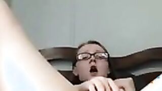 Nerdy Babe fingering her wet pussy