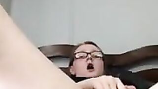 Nerdy Babe fingering her wet pussy