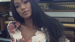 Beautiful ebony big ass MILF shows boobs