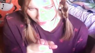Younger Stepsister Sucks Big Cock and Gets Cum on Face
