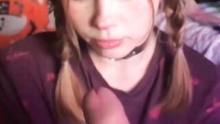 Younger Stepsister Sucks Big Cock and Gets Cum on Face