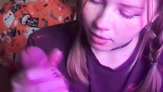 Younger Stepsister Sucks Big Cock and Gets Cum on Face