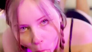 Cute Cat Ears Step Sister Sucks My cock and Swallows