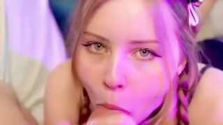 Cute Cat Ears Step Sister Sucks My cock and Swallows