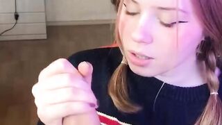 Student Girl Gently Sucks and Loves Cum