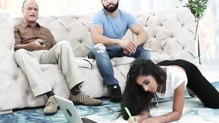 Ebony stunner wrecked and facialized by stepbro