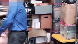Skinny MILF thief fucked hard by a guard
