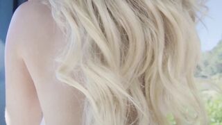 Hot blondie took off her slutty lingerie