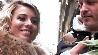 Cheating wife with short blonde hair fucks for cash