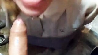 Nerdy red haired loves munching a hard shaft