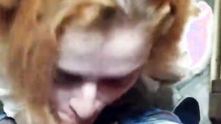 Nerdy red haired loves munching a hard shaft