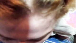 Nerdy red haired loves munching a hard shaft