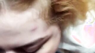 Nerdy red haired loves munching a hard shaft