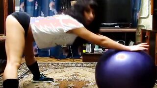 Having Fun naughtily and sexily on a Pilates ball