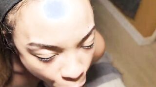 Jamie Marleign Asian n black loves swallowing stretch3x huge ebony dick
