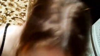 Dark Haired step daughter sucks like a real expert