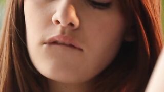 Cute red blowjob makes her Bombshell butt jiggle as she masturbates