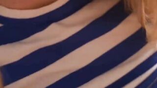 Busty College Babe gives Tit Job to Muscular Student