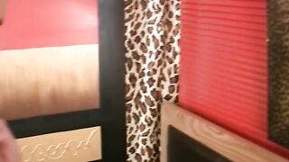 Fit gigantic-butt red fellatio masturbates in the mirror