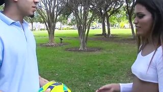 8th Street Latinas - Soccer having fun 19 yo Nicole Ray needs some help stretching