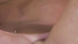 Bikini clad dark hair with long-natural-boobs finger bang her pink pussy