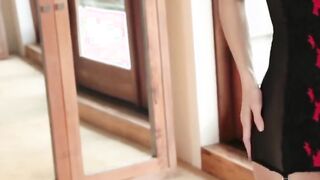 Sultry dark haired finger-fucks herself to insane orgasm