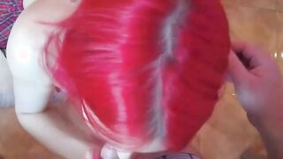 Inked student blows while on her knees