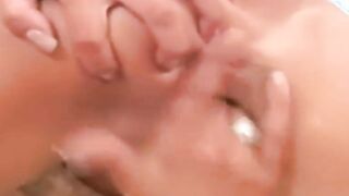 Dark Hair Squirts on her pink heels!