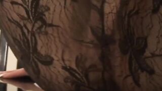 sexy dark hair barely legal in stockings fucks her cunt wi