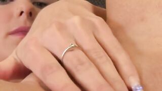 Cute y***g b****e t**n bimbo finger-fucks her wet pussy to orgasm