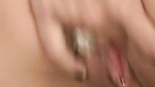 Hot dark hair hot finger-fucks her tight wet cunt