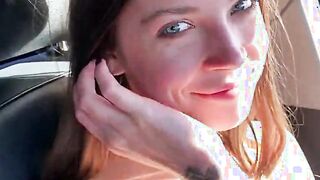 Cute girl-hitchhiker agreed to give a blowjob for money - Public Agent