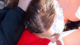 Cute girl-hitchhiker agreed to give a blowjob for money - Public Agent