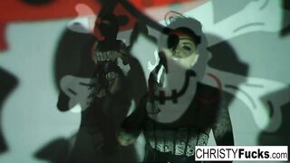 Bombshell Christy Mack the Pirate plays with her filthy Cutie ass and
