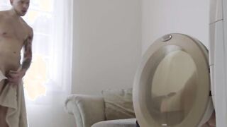 Ladyboy babysitter analed in washing machine
