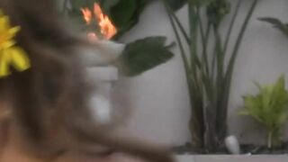 Cute eighteen dark hair grind her clit poolside