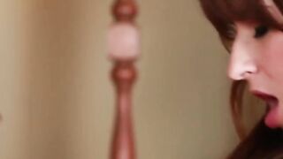 Cute 19 year mature dark hair Shay Laren plays with her gigantic natural-boobies