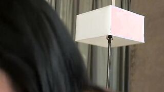 Curvy Ebony Cutie fucks her bf on her mom's couch