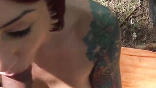 Huge Tit amateur red haired is paid for some wet outside sex
