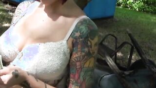 Huge Tit amateur red haired is paid for some wet outside sex