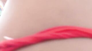 Bombshell Lusty blonde 19 year old slut fucks her snatch with her own red heel