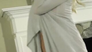 Slutty gigantic-tit blonde Beauty fucks cunt with dildo to orgasm