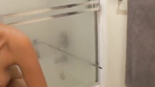 Turned On young blonde lover Molly Bennette fucks dick inside shower