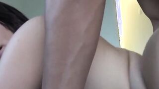 Vulgar Russian dark hair Oxuanna Envy sucks& fucks her BF's dick