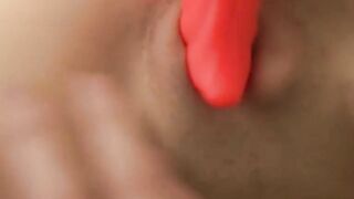 Beauty flirty red haired loves to play with her vibrator & film it
