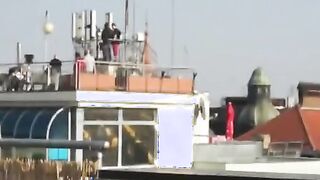 Freaky Czech dark hair is paid to show off her body on rooftop