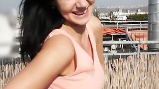 Freaky Czech dark hair is paid to show off her body on rooftop
