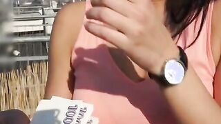 Freaky Czech dark hair is paid to show off her body on rooftop