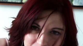 sexy red haired Bombshell is caught camming by her voyeur neighbor